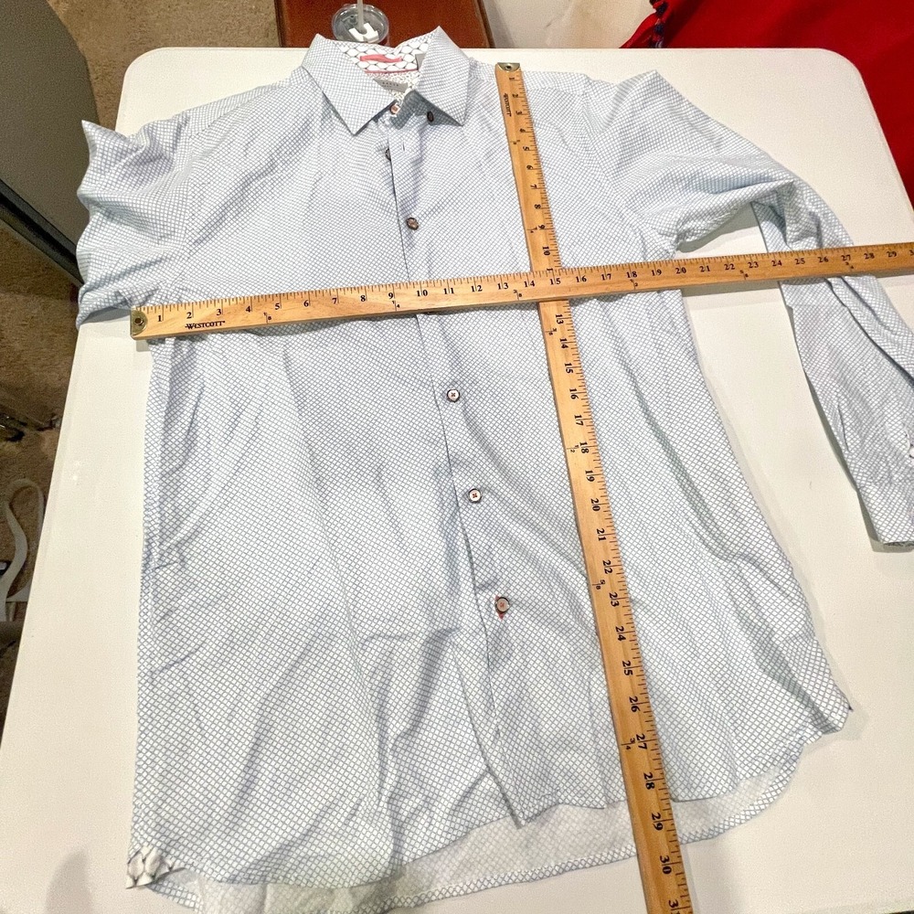 Ted Baker Lamonic Dress Shirt Long Sleeve Mens Size 4 Blue Flip Cuff Collared - Picture 14 of 14